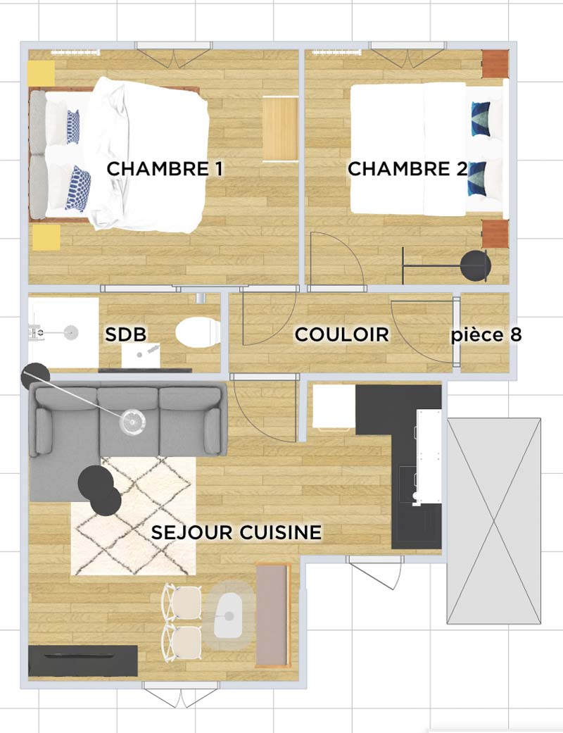Plan du premier étage de la maison à Deauville